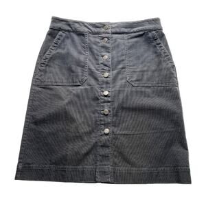 Talbots Grey Corduroy Button Front Skirt Size 8 Workwear Essential